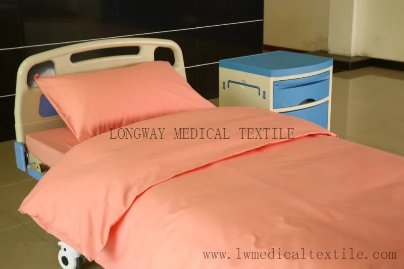 pink color pure cotton hospital bed linen