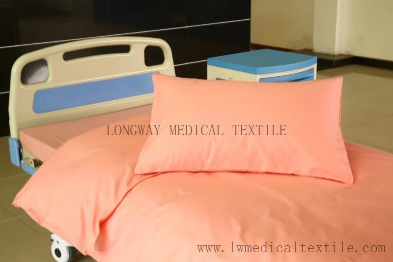 pink color pure cotton hospital bed linen