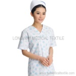 blue flower nursing scrub set