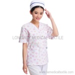 red flower nursing scrub set