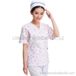 red flower nursing scrub set