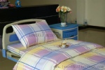 colorful checked hospital bed linen
