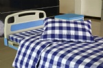 blue white check hospital bed sheet set